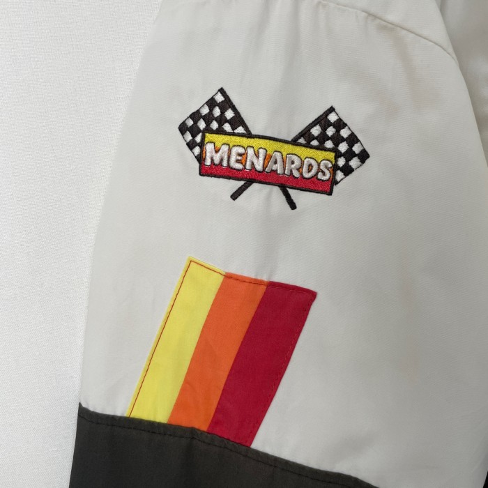 90s USA製 TEAM MENARD レーシング ナイロンジャケット 古着 NASCAR ナスカー ヴィンテージ 90年代 ブルゾン 短丈 刺繍 ビンテージ ADM APEX レーシングジャケット 24043003 | Vintage.City 빈티지숍, 빈티지 코디 정보