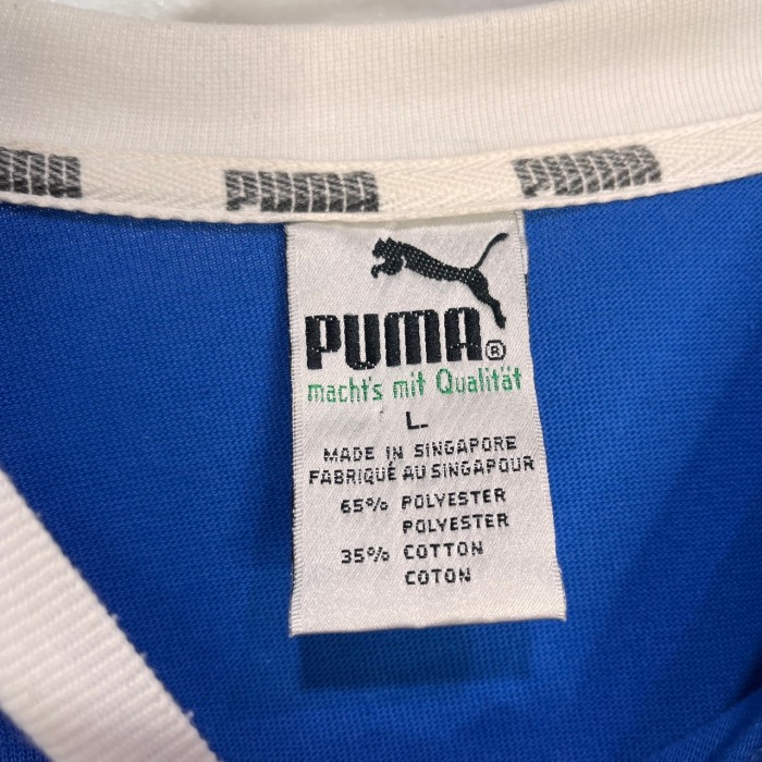 90s PUMA プーマ ワンポイントロゴTシャツ ポケT リンガー風 青 L | Vintage.City 古着屋、古着コーデ情報を発信