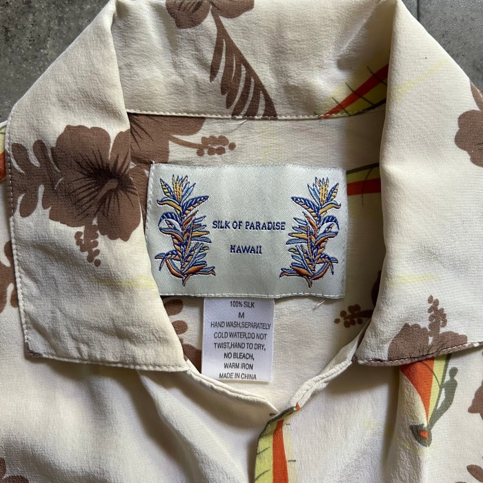 silk of paradise アロハシャツ オフホワイト M シルク製 | Vintage.City 빈티지숍, 빈티지 코디 정보