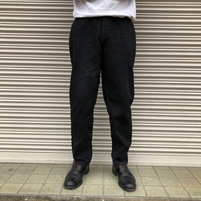 90s chic ブラックデニムパンツ USA製 00s 後染め ヴィンテージ ブラック 黒 78cm テーパード ジーンズ 濃黒 US古着 シック | Vintage.City 古着屋、古着コーデ情報を発信