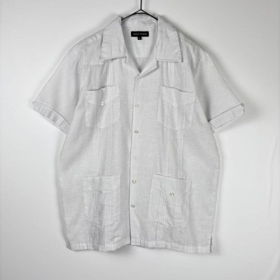 古着 キューバシャツ 半袖 開襟 オープンカラー ライン 無地 ホワイト M | Vintage.City 古着屋、古着コーデ情報を発信