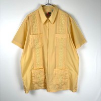 古着 90s HABAND キューバシャツ ジップ ライン 刺繍 イエロー L | Vintage.City 빈티지숍, 빈티지 코디 정보