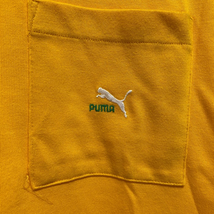90s PUMA プーマ ワンポイントロゴTシャツ ポケT リンガー風 黄 L | Vintage.City 古着屋、古着コーデ情報を発信