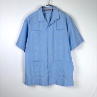 古着 90s HAVANERA キューバシャツ 半袖 開襟 刺繍 ライン 青 M | Vintage.City 빈티지숍, 빈티지 코디 정보