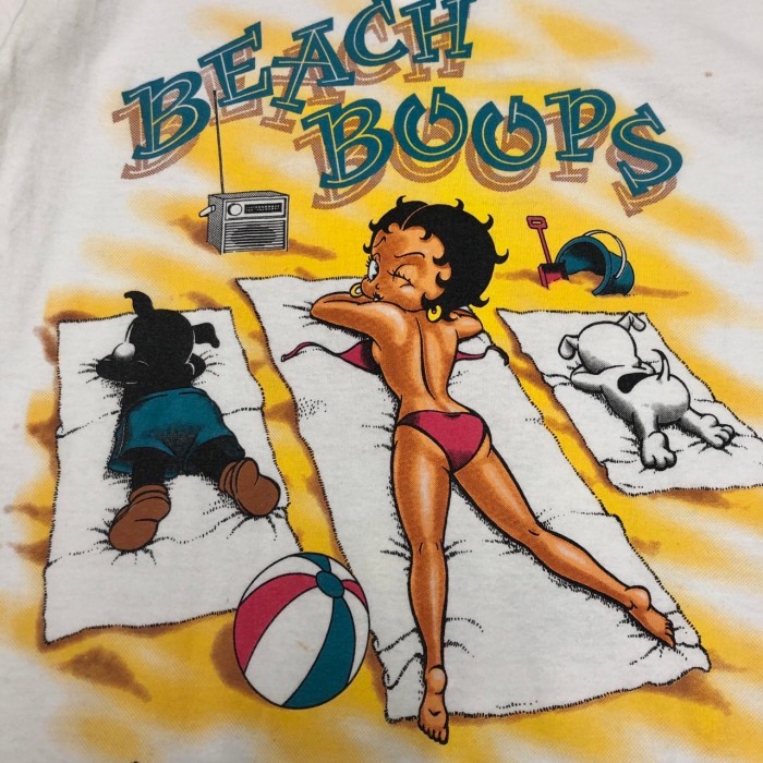 90s BETTY BOOP/BEACH BOOPS print Tee/USA製/M/ベティーちゃんプリントT/Tシャツ/キャラクターT/アニメT/両面プリント/ホワイト/ベティ・ブープ/FRUIT OF THE LOOM/古着/ヴィンテージ | Vintage.City 古着屋、古着コーデ情報を発信