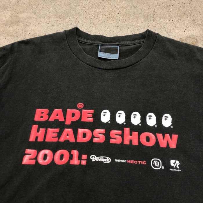 00s A BATHING APE/BAPE HEADS SHOW 2001 print Tee/M相当/ロゴプリントT/Tシャツ/ブラック/BAPE/アベイシングエイプ/裏原/古着/アーカイブ | Vintage.City 빈티지숍, 빈티지 코디 정보