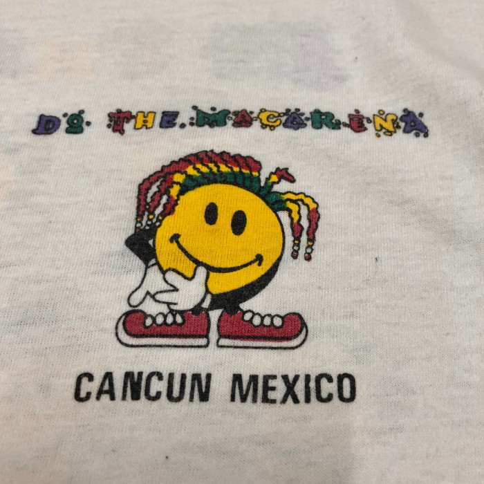 00s Reggae Smiley Tee/CANCUN MEXICO/40/trueno/レゲエ/スマイリープリント/Tシャツ/ホワイト/キャラクター/古着 | Vintage.City 빈티지숍, 빈티지 코디 정보