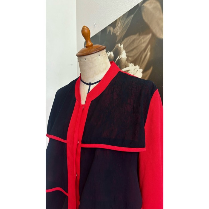 フリルブラウス 赤黒 レディース | Vintage.City 古着屋、古着コーデ情報を発信