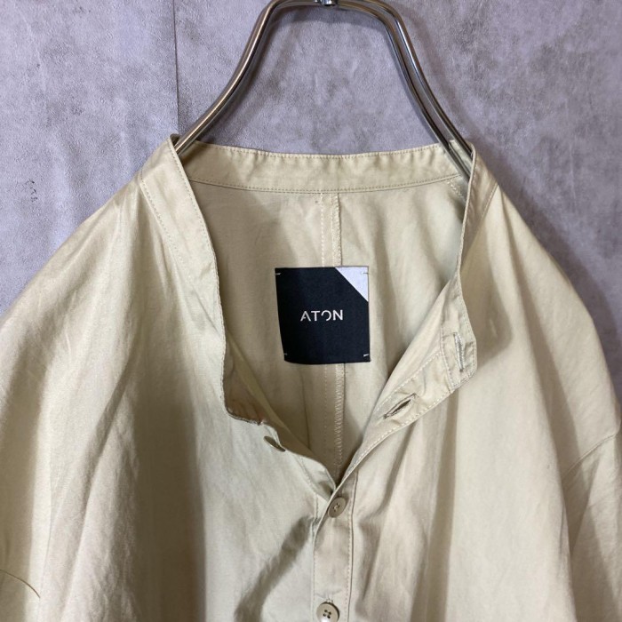 ATON band color shirt size 4 配送A　エイトン　バンドカラーシャツ　オーバーサイズ | Vintage.City 빈티지숍, 빈티지 코디 정보