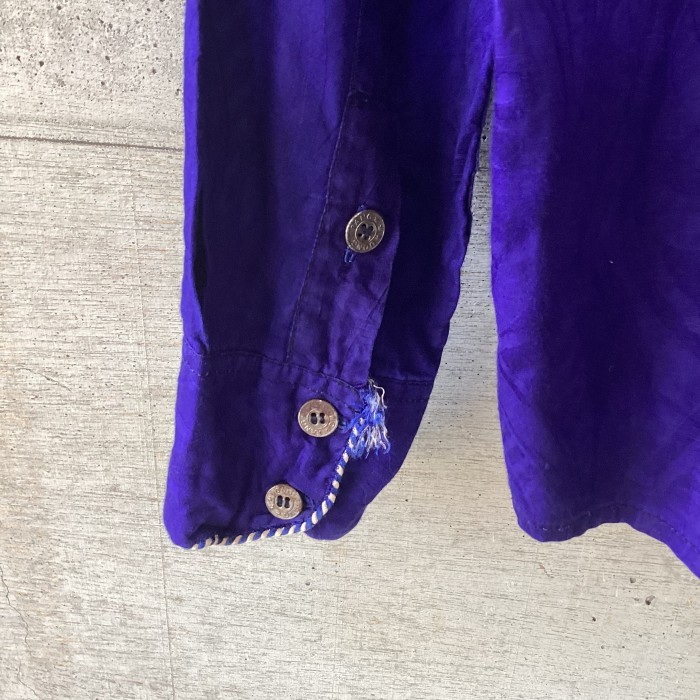 Blue-purple piping embroidery shirt | Vintage.City 빈티지숍, 빈티지 코디 정보
