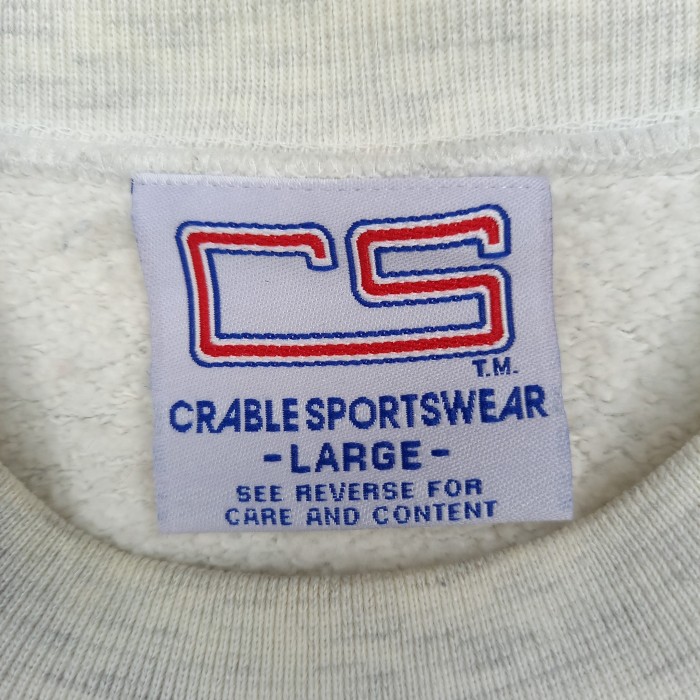 90s　CRABLE SPORTS WEAR　クルーネック　スウェット　トレーナー　アニマル　刺繍　ホワイト　L | Vintage.City 빈티지숍, 빈티지 코디 정보