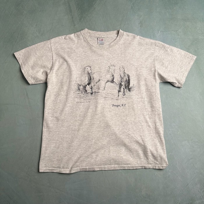 90s　USA製　馬　シングステッチ　アニマル　半袖Tシャツ　霜降りグレー | Vintage.City 빈티지숍, 빈티지 코디 정보