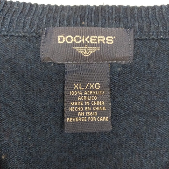 DOCKERS　クルーネック　アクリルニット　アーガイル　セーター　ダークネイビー　XL | Vintage.City 古着屋、古着コーデ情報を発信