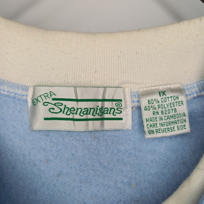 90s　クルーネック　刺繍スウェット　トレーナー　フロント刺繍　花柄　水色　XL | Vintage.City 古着屋、古着コーデ情報を発信