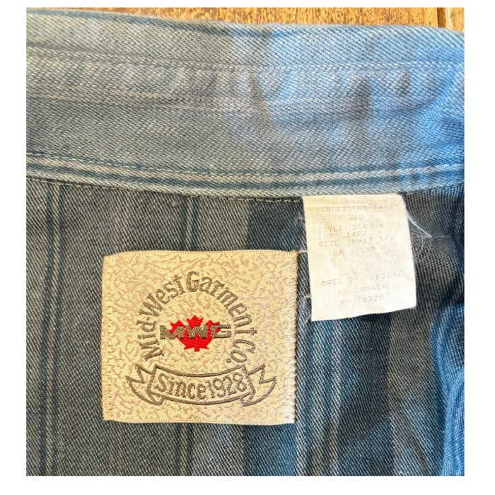 90s カナダ製 MWG ウエスタンシャツ ボタンダウン デニム ストライプ シャツ | Vintage.City 빈티지숍, 빈티지 코디 정보