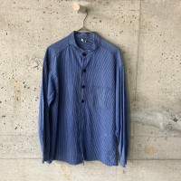 EU stripe stand collar shirt | Vintage.City 古着屋、古着コーデ情報を発信