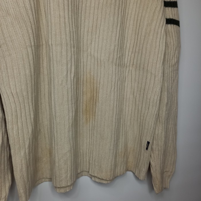 ハーフジップ　アクリルニット　セーター　畦編み　腕ライン　クリーム　L | Vintage.City 빈티지숍, 빈티지 코디 정보