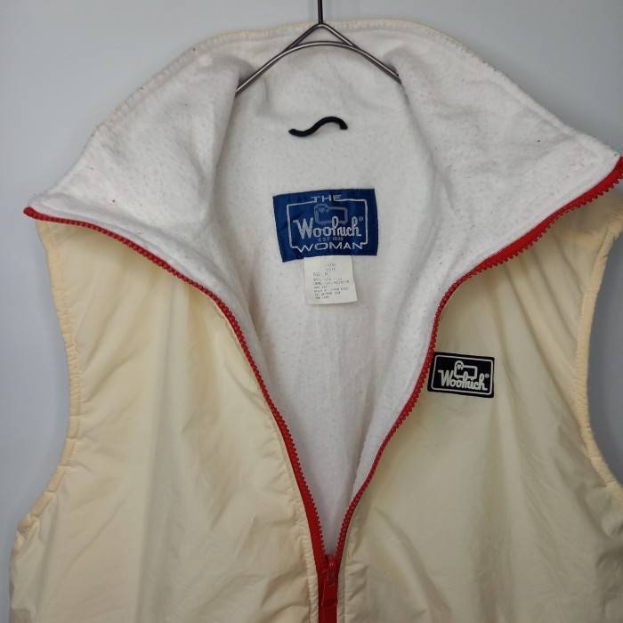 90s　ウールリッチ　スタンドカラー　ナイロンベスト　ロゴ　裏フリース　ホワイト　M | Vintage.City 古着屋、古着コーデ情報を発信