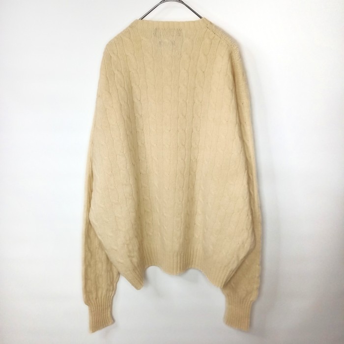 90s　ラルフローレン　ウールニット　セーター　ケーブル編み　刺繍　ホワイト　XXL | Vintage.City 古着屋、古着コーデ情報を発信