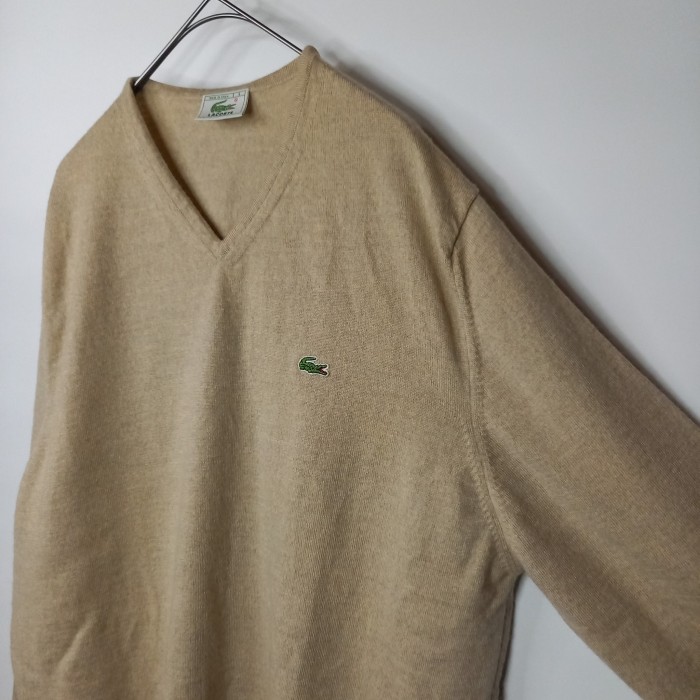 80s　ユーロラコステ　Vネック　ニット　セーター　長袖　刺繍　ベージュ　5 | Vintage.City 빈티지숍, 빈티지 코디 정보