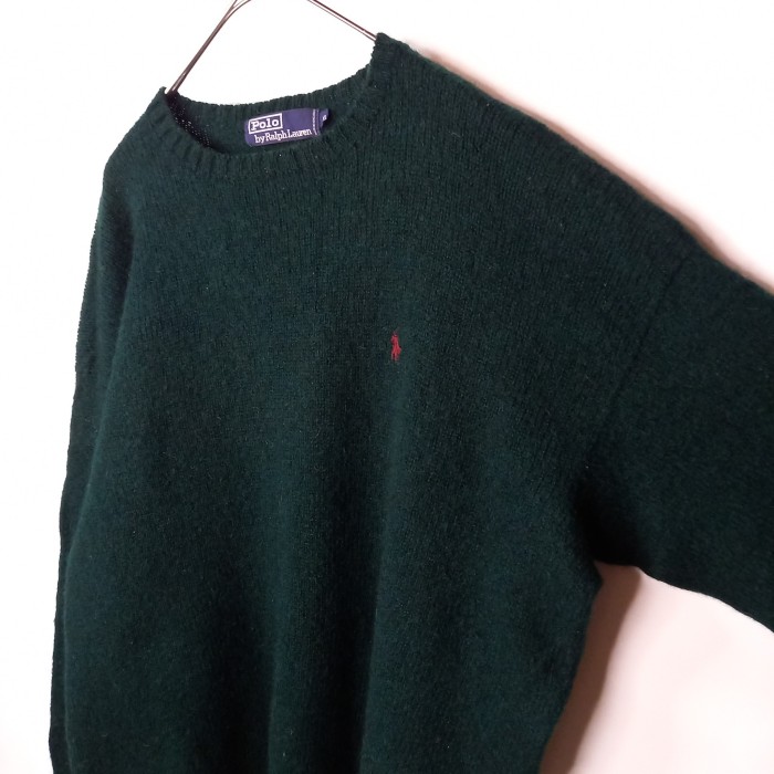 90s　ラルフローレン　ウールニット　セーター　中厚手　刺繍ロゴ　グリーン　XL | Vintage.City 古着屋、古着コーデ情報を発信