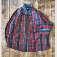 90s マルチカラー ボタンダウンシャツ タータンチェック デニム ビンテージ シャツ XL | Vintage.City 古着屋、古着コーデ情報を発信