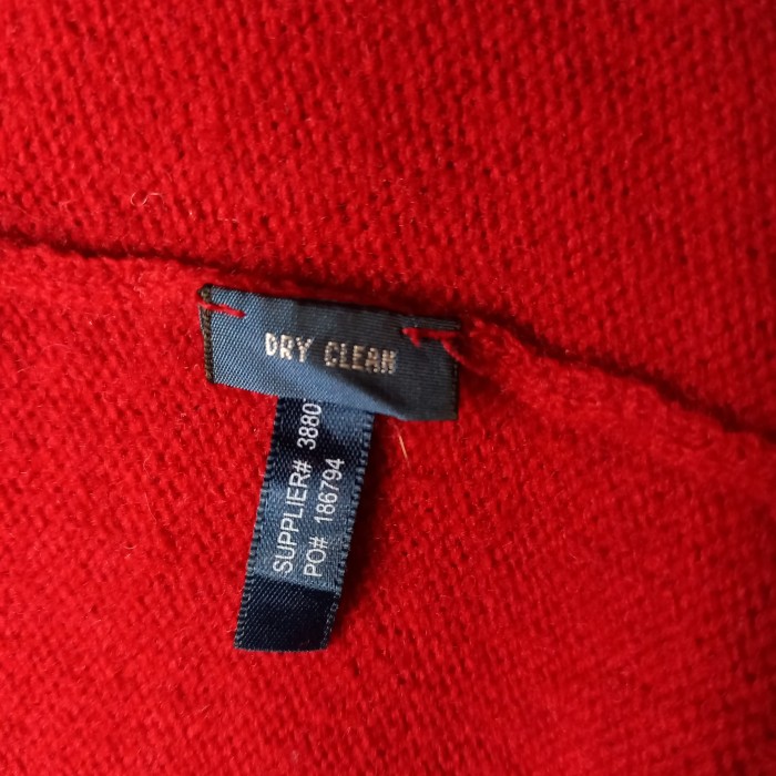 ラルフローレン　Vネック　ニット　セーター　ハイゲージ　薄手　刺繍　レッド　M/M | Vintage.City 古着屋、古着コーデ情報を発信