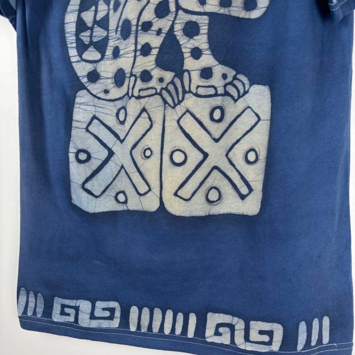 古着 一点物 Tシャツ 古代マヤ マヤ文明 ハンドメイド アート ブルー S | Vintage.City 빈티지숍, 빈티지 코디 정보
