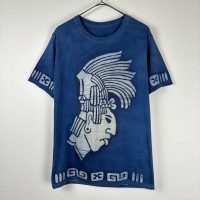 古着 一点物 Tシャツ 古代マヤ マヤ文明 ハンドメイド アート ブルー S | Vintage.City 古着屋、古着コーデ情報を発信