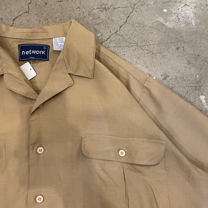 network open collar rayon shirt | Vintage.City 古着屋、古着コーデ情報を発信