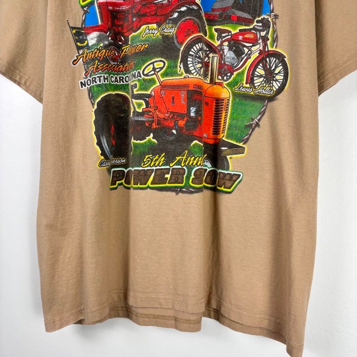 00s USA古着 Hanes Tシャツ トラクター バイク 両面 ベージュ L | Vintage.City 古着屋、古着コーデ情報を発信