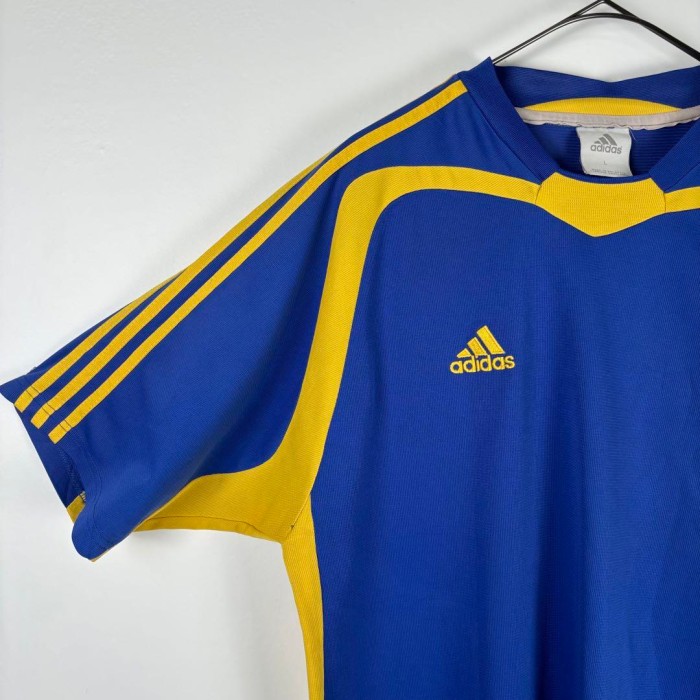 古着 00s adidas ゲームシャツ サッカー 刺繍ロゴ ライン ブルー L | Vintage.City 빈티지숍, 빈티지 코디 정보