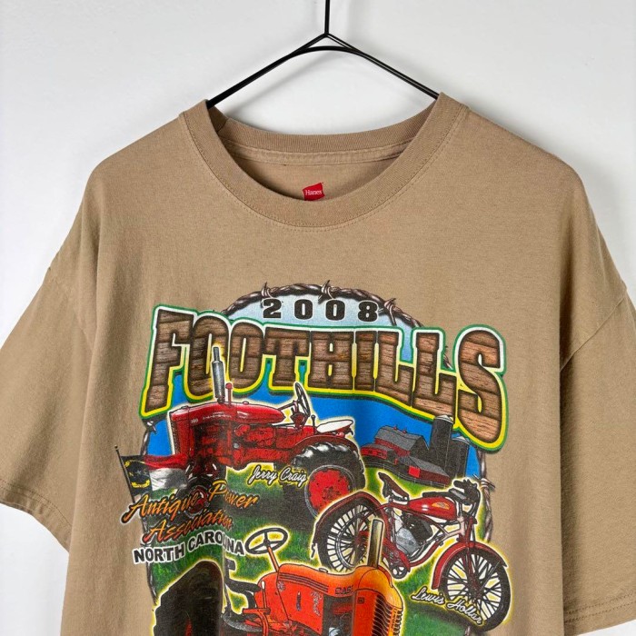 00s USA古着 Hanes Tシャツ トラクター バイク 両面 ベージュ L | Vintage.City 빈티지숍, 빈티지 코디 정보