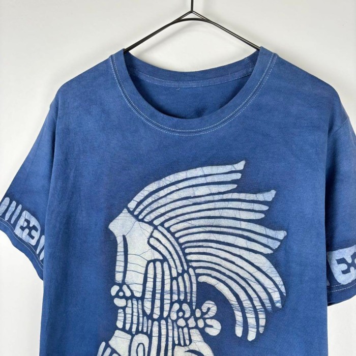 古着 一点物 Tシャツ 古代マヤ マヤ文明 ハンドメイド アート ブルー S | Vintage.City 빈티지숍, 빈티지 코디 정보