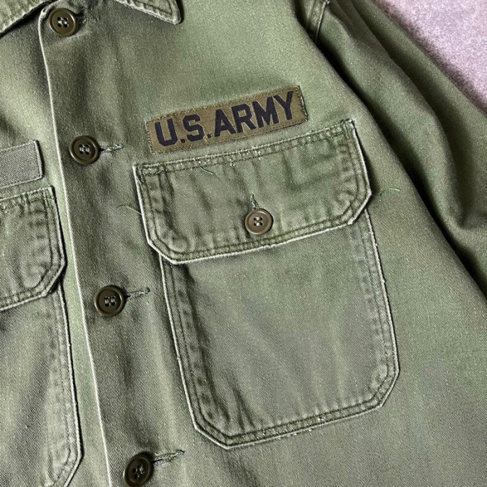 60s US ARMY OG-107 コットン サテン ユーティリティ シャツ 3rd 筒袖 / 60年代 ビンテージ ミリタリー ジャケット | Vintage.City 빈티지숍, 빈티지 코디 정보