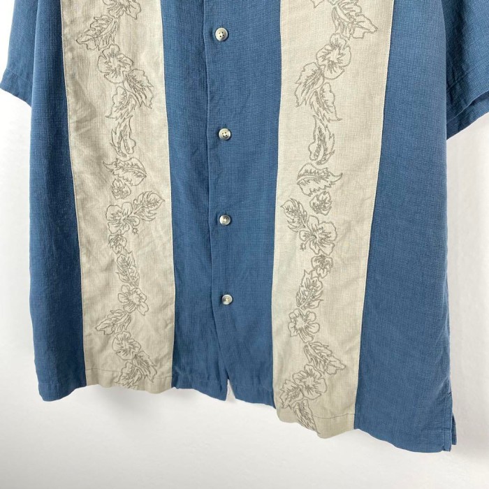 USA古着 シルクシャツ キューバシャツ 半袖 開襟 ライン 刺繍 ブルー M | Vintage.City 古着屋、古着コーデ情報を発信