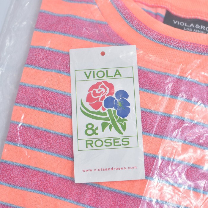 VIOLA & ROSES ヴィオラ・アンド・ローゼズ ルーズシルエット ボーダー Tシャツ 半袖 カットソー トップス ロサンゼルス 下げ札付き メンズLサイズ | Vintage.City 古着屋、古着コーデ情報を発信
