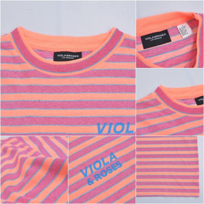 VIOLA & ROSES ヴィオラ・アンド・ローゼズ ルーズシルエット ボーダー Tシャツ 半袖 カットソー トップス ロサンゼルス 下げ札付き メンズLサイズ | Vintage.City 빈티지숍, 빈티지 코디 정보