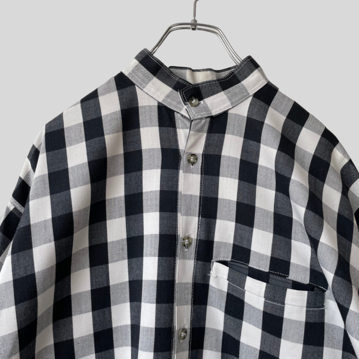 Band collar plaid shirt バンドカラー チェックシャツ | Vintage.City 빈티지숍, 빈티지 코디 정보