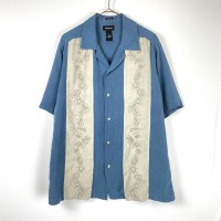 USA古着 シルクシャツ キューバシャツ 半袖 開襟 ライン 刺繍 ブルー M | Vintage.City 빈티지숍, 빈티지 코디 정보