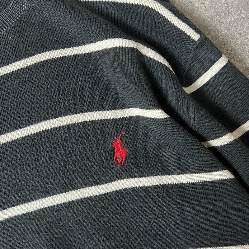 90s POLO RALPH LAUREN ボーダー ピマ コットン ニット セーター M ...