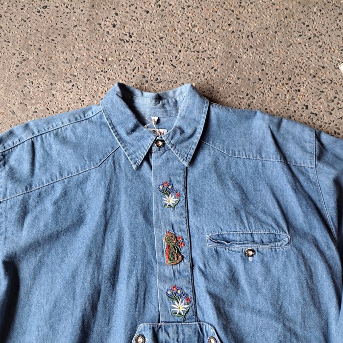 デニムチロリアンシャツ used [305006] | Vintage.City 빈티지숍, 빈티지 코디 정보