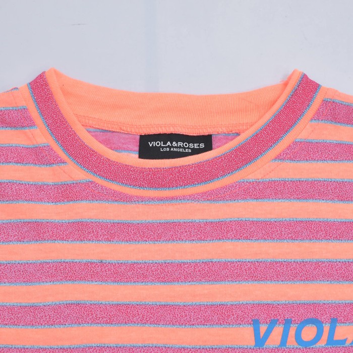 VIOLA & ROSES ヴィオラ・アンド・ローゼズ ルーズシルエット ボーダー Tシャツ 半袖 カットソー トップス ロサンゼルス 下げ札付き メンズLサイズ | Vintage.City 古着屋、古着コーデ情報を発信