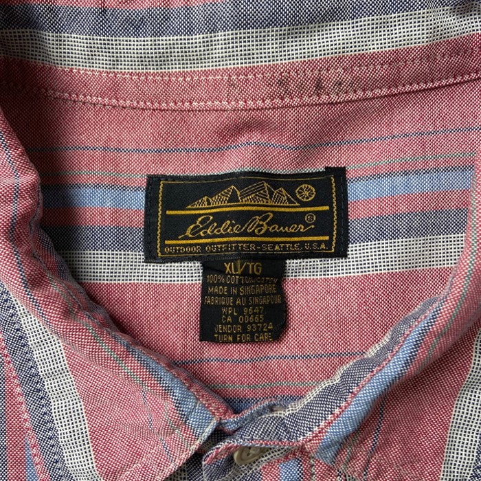 90年代 Eddie Bauer エディーバウアー ストライプシャツ 黒タグ メンズXL | Vintage.City 古着屋、古着コーデ情報を発信