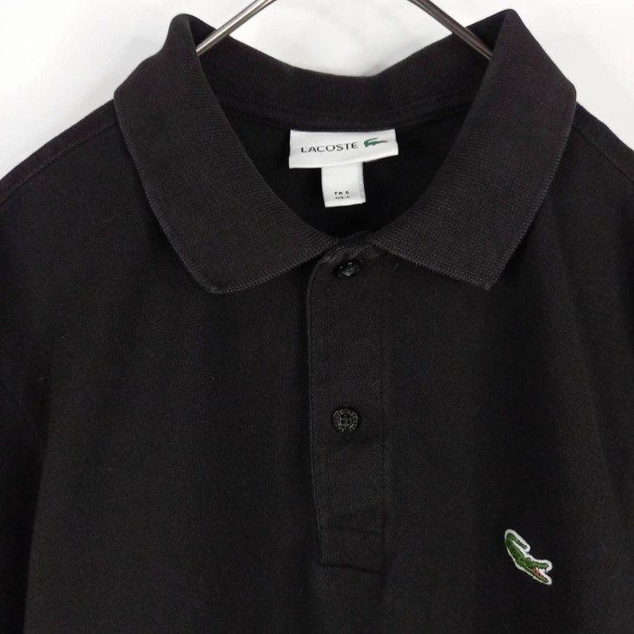 フレンチラコステ　ポロシャツ　半袖　刺繍ロゴ　シェルボタン　ブラック　L | Vintage.City 古着屋、古着コーデ情報を発信