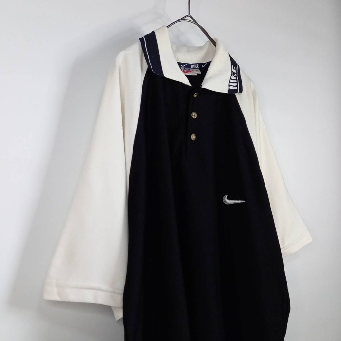 90s　ナイキ　ポロシャツ　半袖　オーバーサイズ　刺繍　銀タグ　ブラック　XL | Vintage.City 古着屋、古着コーデ情報を発信