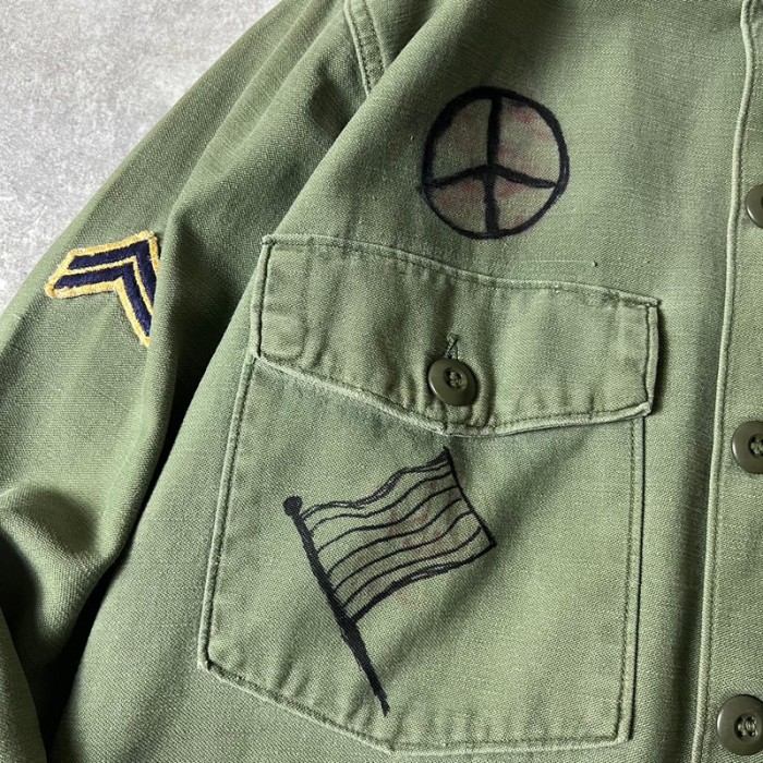 60s US ARMY 米軍実物 OG-107 コットン サテン ユーティリティ シャツ 2nd シャツ袖 / 60年代 ビンテージ ミリタリー ジャケット | Vintage.City 古着屋、古着コーデ情報を発信