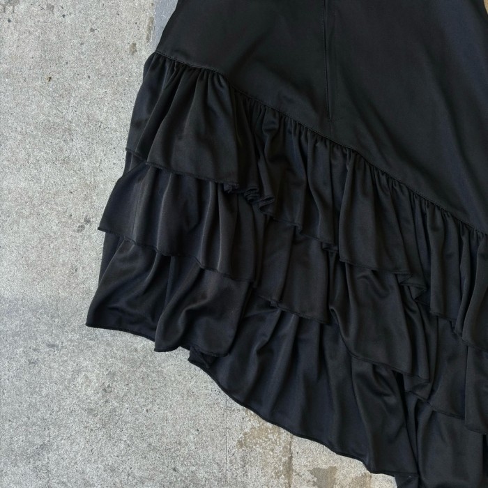 アシンメトリースカート 黒 ブラック フリル | Vintage.City 빈티지숍, 빈티지 코디 정보