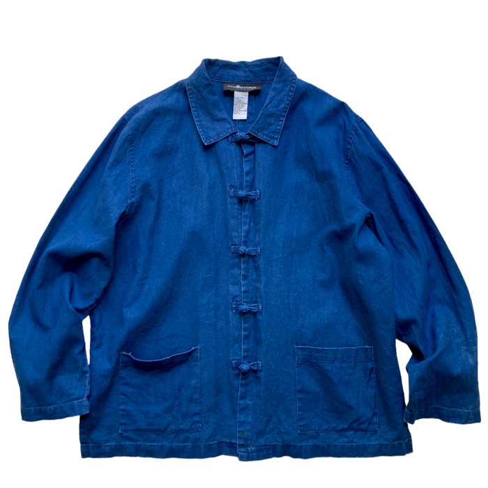 90’s “SAG HARBOR” Indigo Linen China Jacket | Vintage.City 빈티지숍, 빈티지 코디 정보