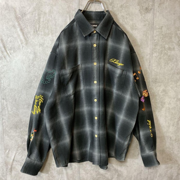 X-LARGE embroidery ombre check shirt size M 配送A エクストララージ　オンブレチェックシャツ　袖刺繍デザイン　ストリート | Vintage.City Vintage Shops, Vintage Fashion Trends